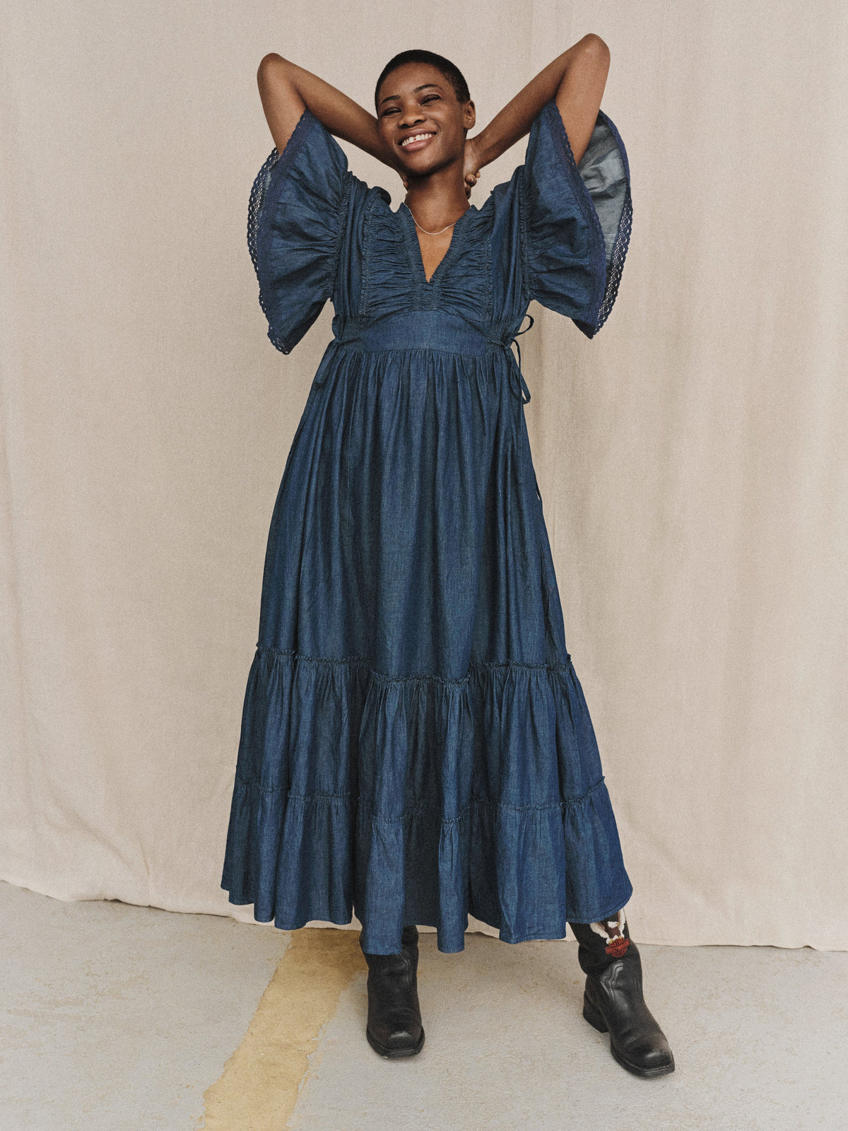 Shelby Cotton Denim Maxi Dress