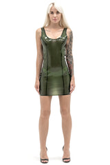 Translucent Latex Mini Dress. Olive