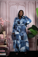 Denim Patch Maxi Dress