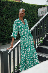 Sienna Dress maxi - EMERALD GREEN FLOWERS