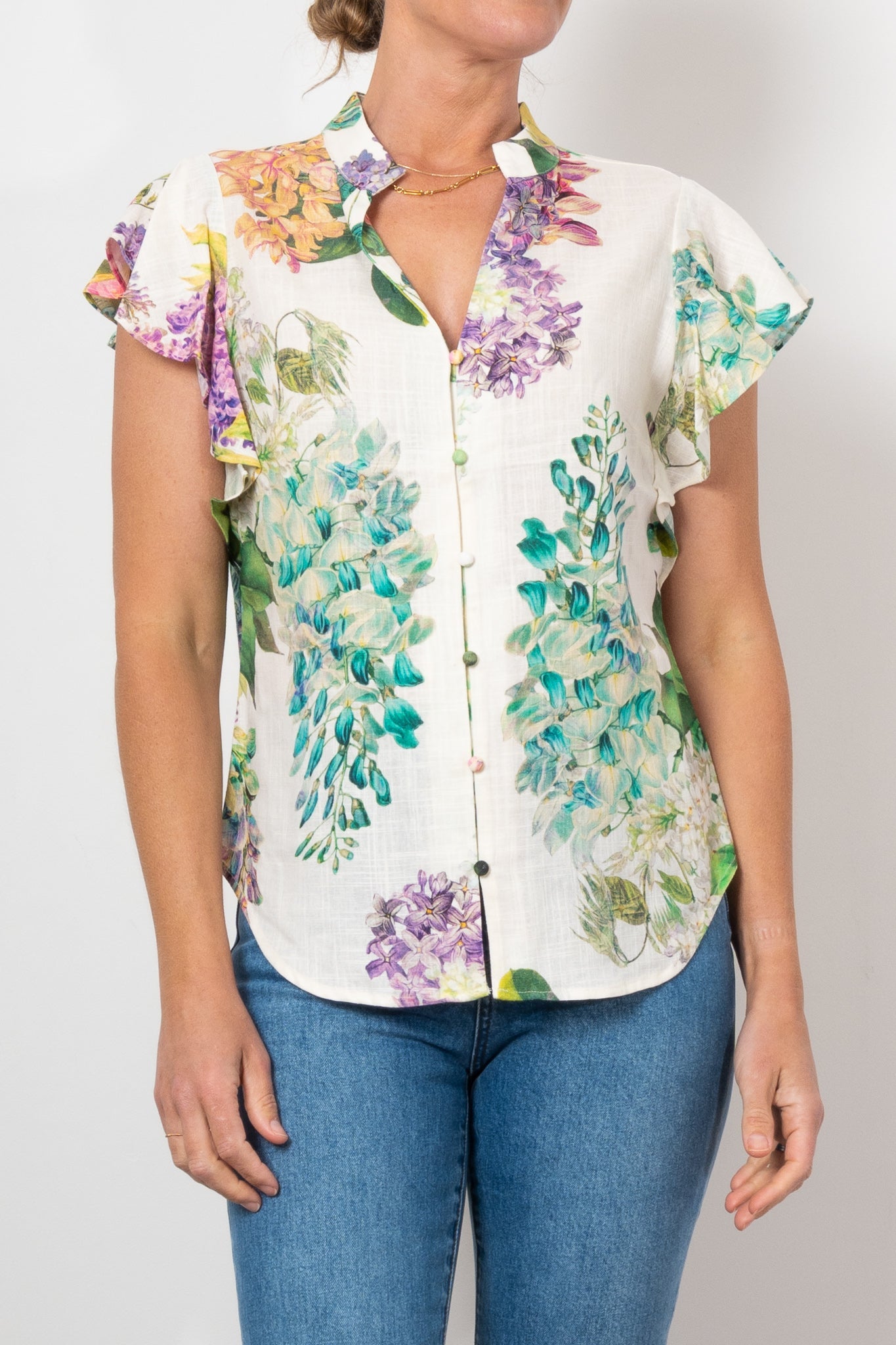 Once Was Tierra Linen Top Wisteria Alba