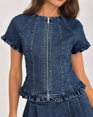 Afbeelding van Dunya Top in Chambray Vintage Blauw