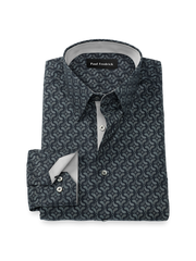 Product Image of Comfort Stretch Non-iron Deco Dress Shirt With Contrast Trim-Black/Grey