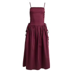Damson Madder Angelina Cotton Satin Dress Fig - pam pam