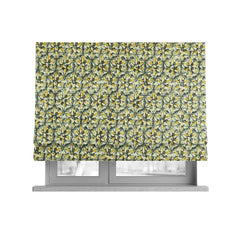 Glamour Geometric Collection Print Velvet Upholstery Fabric Yellow Grey Geometric Pattern CTR-999 - Roman Blinds