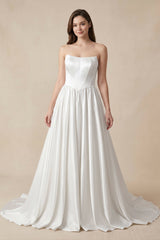Ball Gown Strapless Satin Wedding Dresses – Wedding Dresses by KissProm | Available at KissProm
