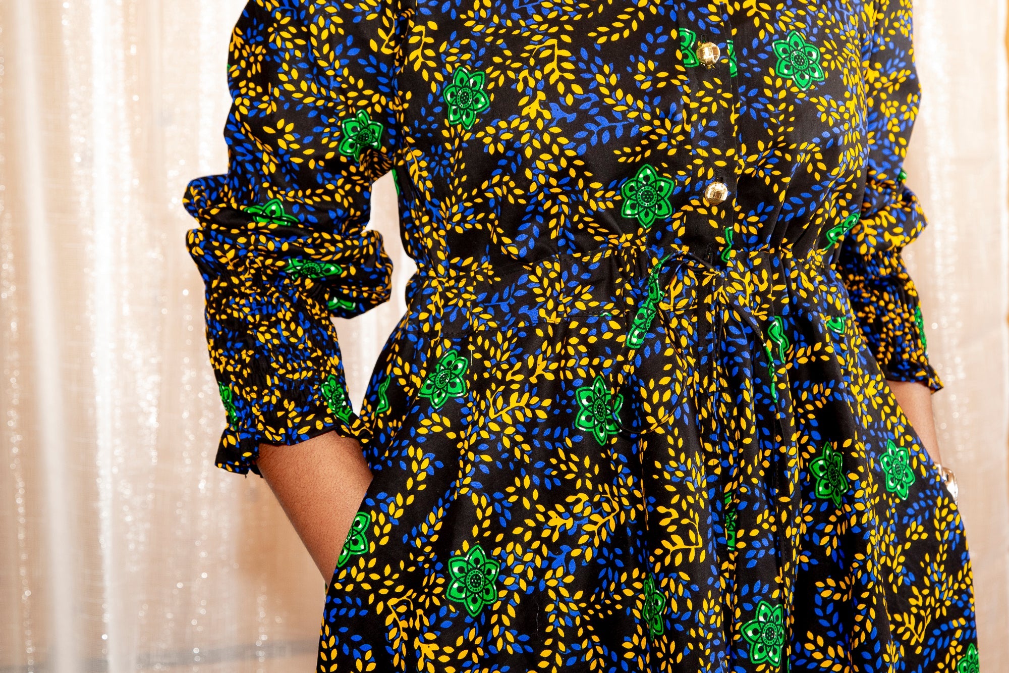 Onyeka African Print Shirt Dress Black Ankara Dress Clothes