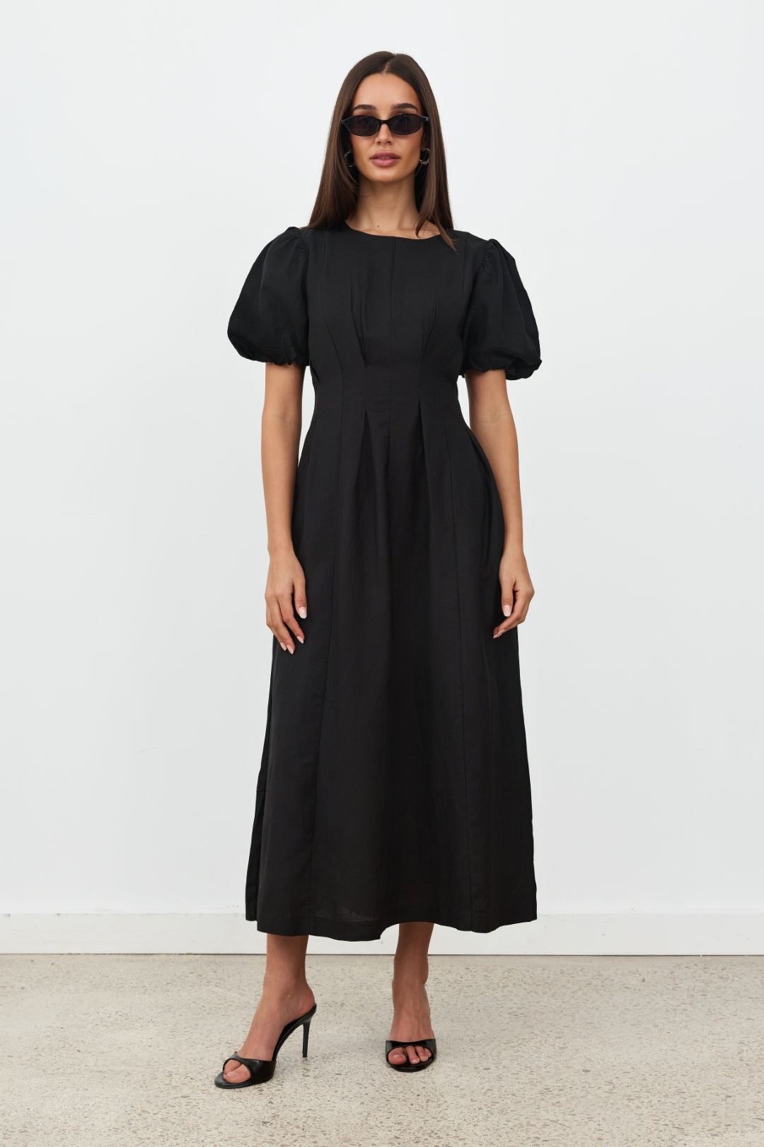 Black Air Linen Maxi Dress