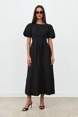 Black Air Linen Maxi Dress