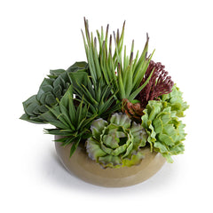 Mixed Artificial Succulents in Green Glazed Terracotta Pot Outdoor 12 Inches Tall – Enduraleaf by New Growth Designs