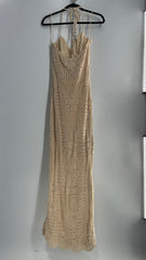Free People Beige Crochet Knit Máxi Dress (Large)