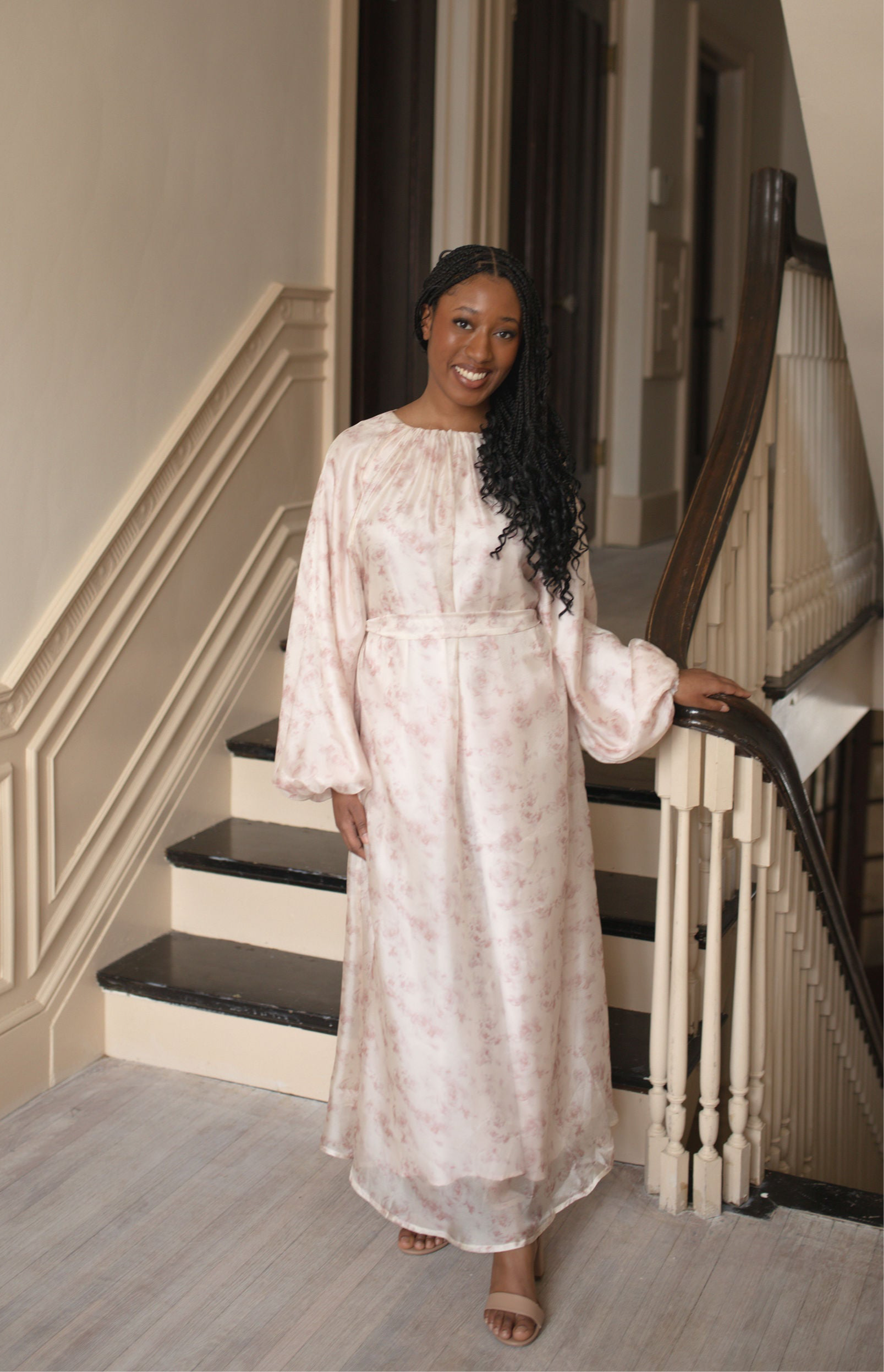 Ermina Pink Floral Modest Maxi Dress