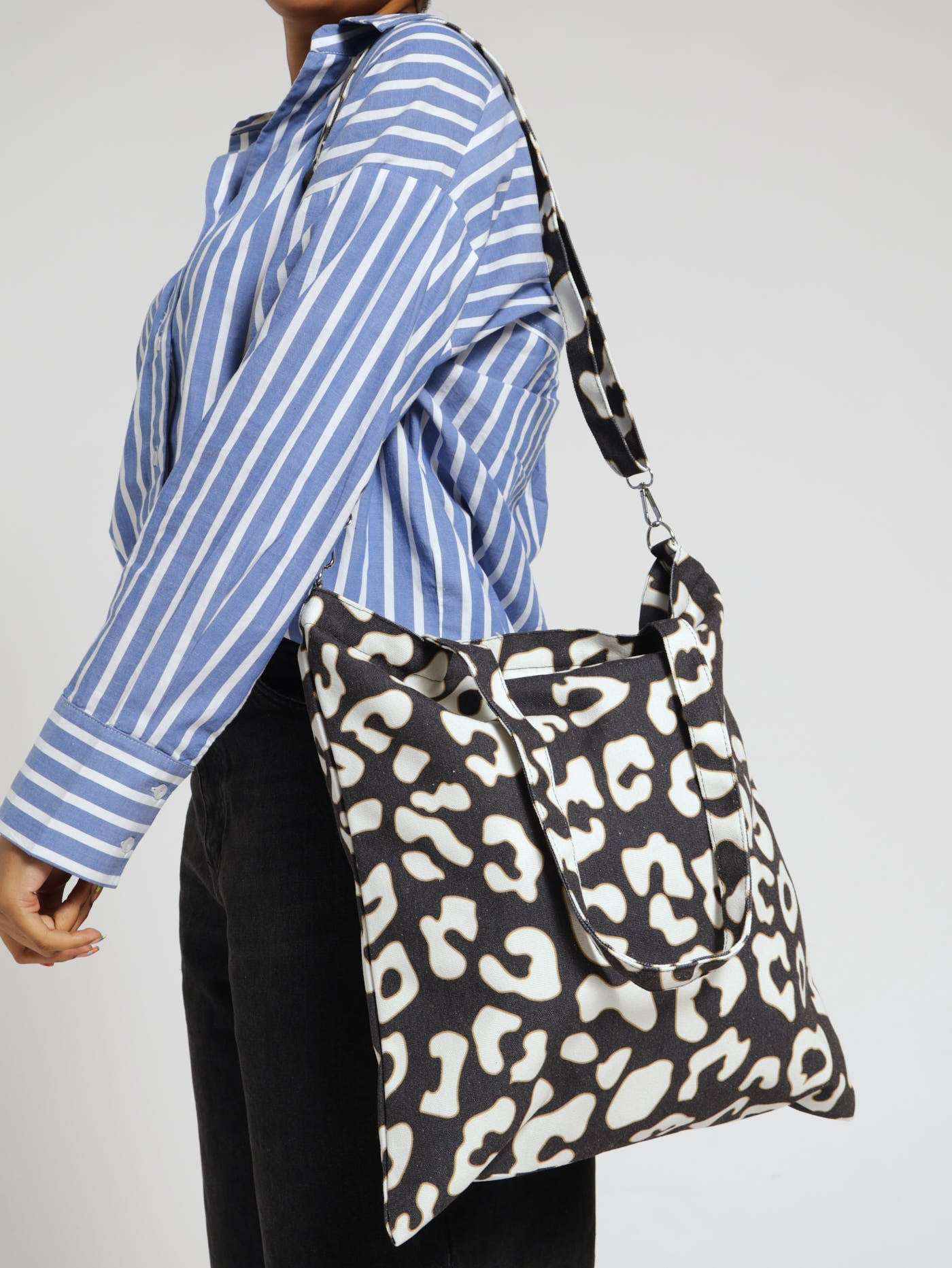 Abstract Monochrome Shopper Bag - Black/White
