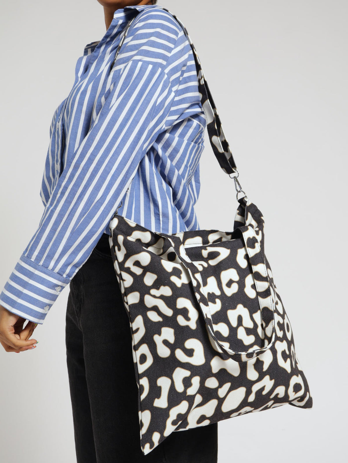 Abstract Monochrome Shopper Bag - Black/White