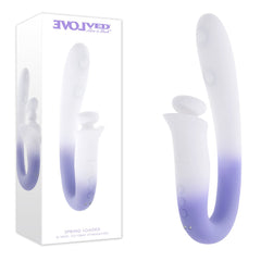 Evolved SPRING LOADED - White/Purple 23 cm USB Rechargeable Multi-Tapping Vibrator - Hush Store Sydney