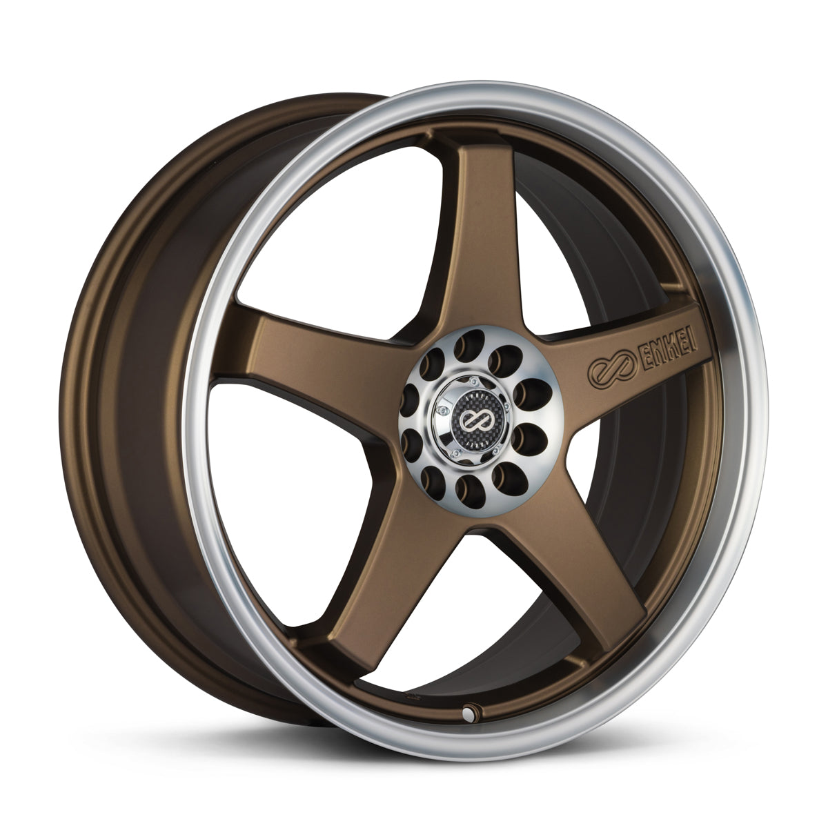 Enkei EV5 17x7 4x100/114.3 45mm Offset 72.6 Bore Diameter Matte Bronze w/ Machined Lip Wheel - 446-770-0145ZP