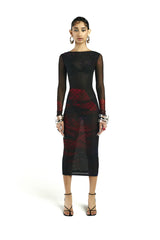 Model 1 wearing Sage Dress, front view.