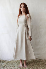 "Elina" natural linen maxi dress