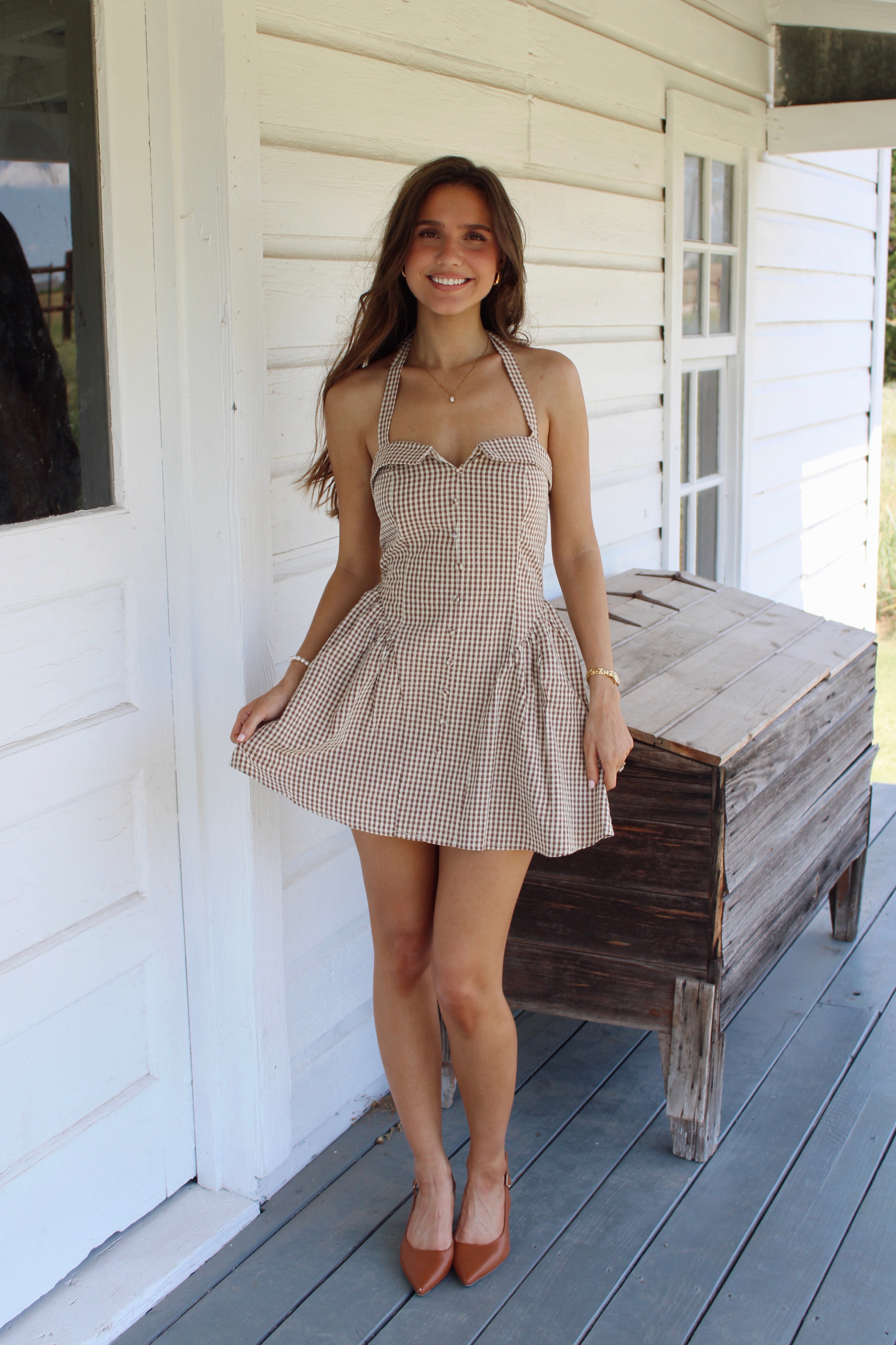 Autumn Gingham Mini Dress