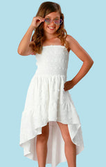 katiej nyc tween girls white swiss dot fabric high low style sundress