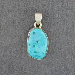 Sterling Silver Turquoise Free Form Pendant