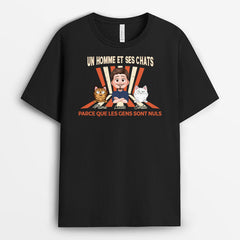 Femme Et Son Chat - T-shirt Personnalisé Chat