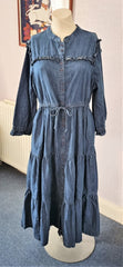 Monsoon boho indigo denim tiered prairie dress