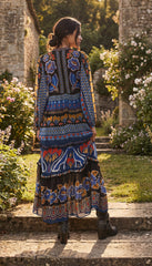 Farm Rio Ainika Sparkle Long-Sleeve Maxi Dress