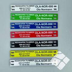 Teine merkeskilt f/tau og 4 hull, gul/sort