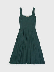 Lily Dress in Tropics — tiered A-line midi, skin-safe fabrics