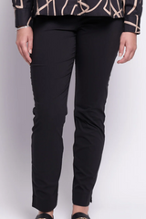Foil - Long Slim Trapeze Pant - Black colour front closed up shot