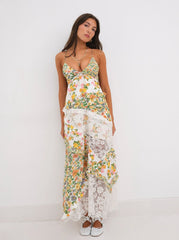 FOR LOVE & LEMONS Rosalyn Maxi Dress in Green