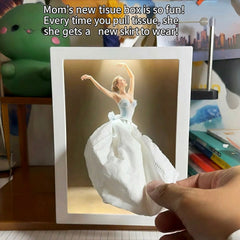 3D Ballerina Tissue Box - Dancing Girl Dress Changes with Every Tissue Pull