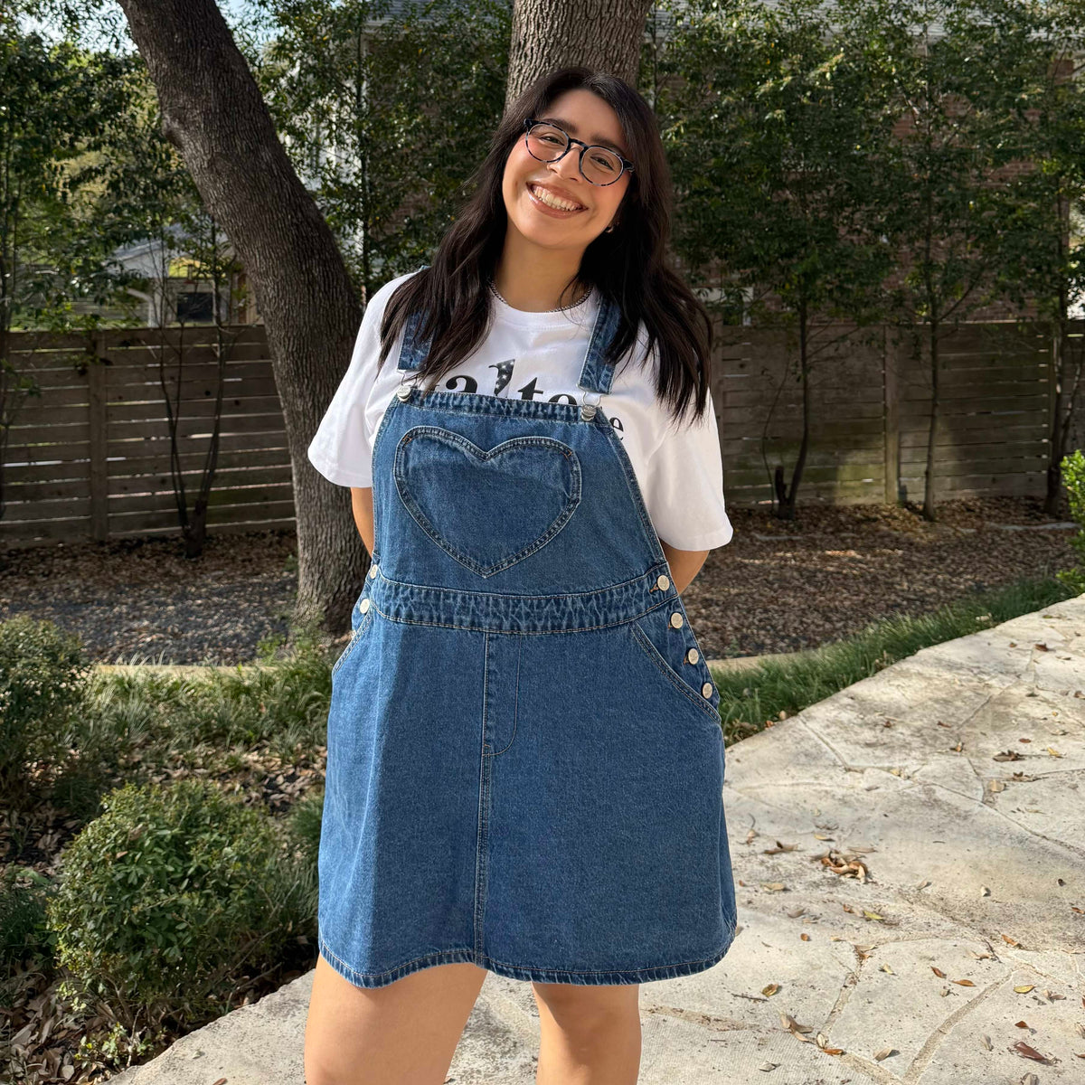Denim Overall Dress - Medium Wash