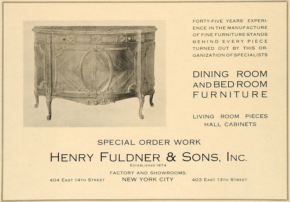 1919 Ad Henry Fuldner & Son Dining Room Furniture Decor - ORIGINAL GF2