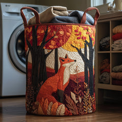 Autumn Fox Quilted Laundry Basket