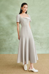 Gevena Square Neck Draped Midi Dress - MEAN BLVD