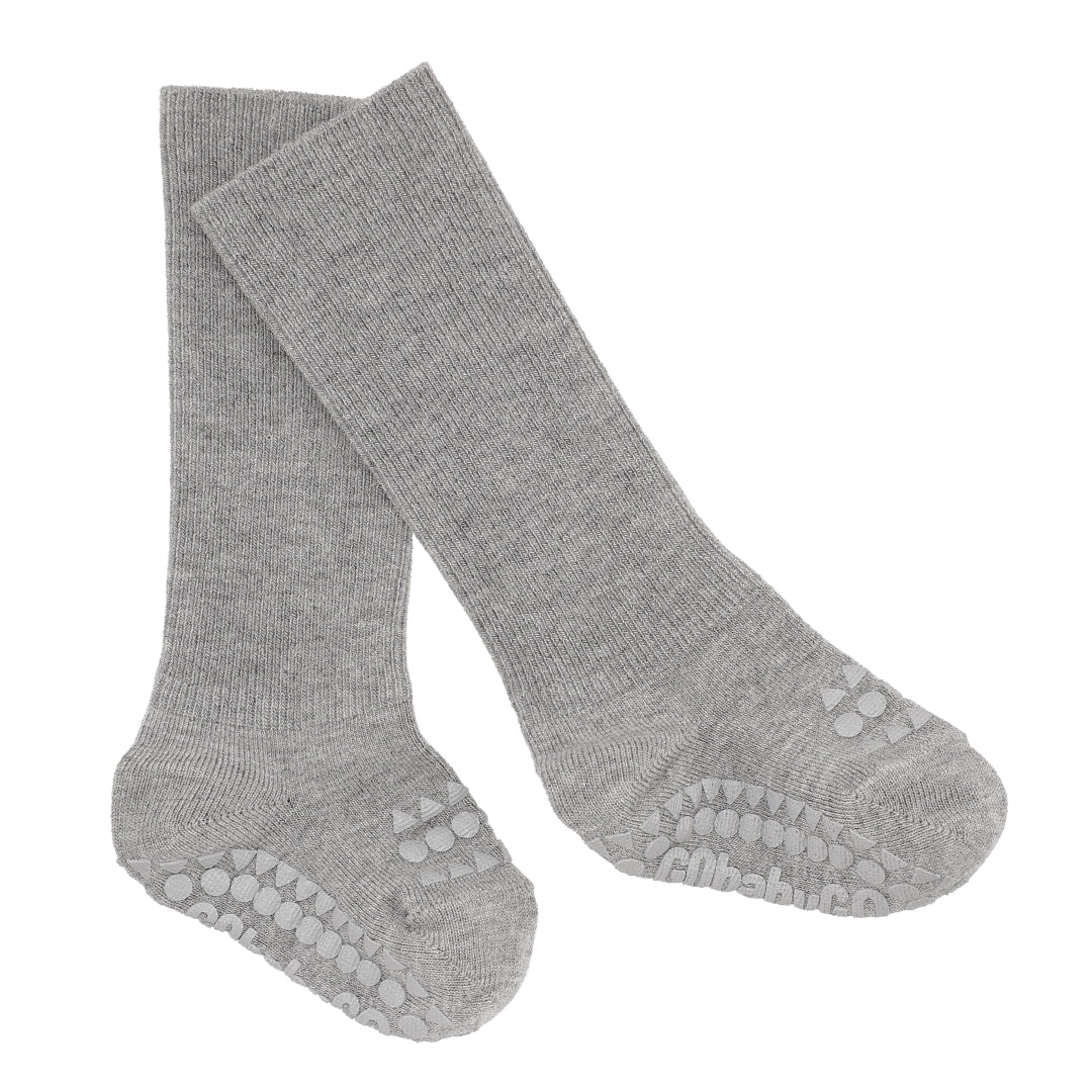 Non-Slip Grip Socks - Bamboo - Grey Melange