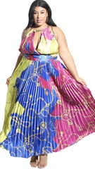 Gone With The Wind Maxi Dress (Multi Pink/Blue/Yellow)-Maxi Dresses-Boughie-Boughie