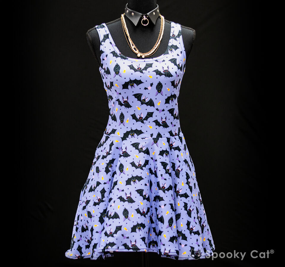Cute Bat Halloween Skater Dress