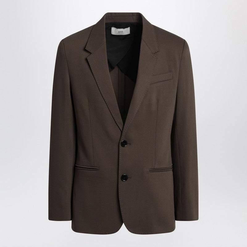 Ami Paris Ami Paris Single-breasted olive black wool jacket