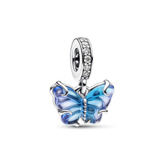 Charm Blauer Murano-Glas Schmetterling