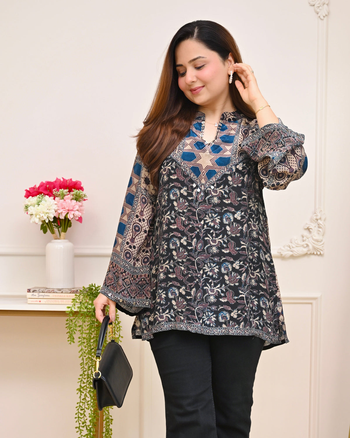 Blue Ivory Vintage Paisley Pure Crepe Shirt