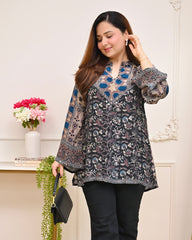 Blue Ivory Vintage Paisley Pure Crepe Shirt