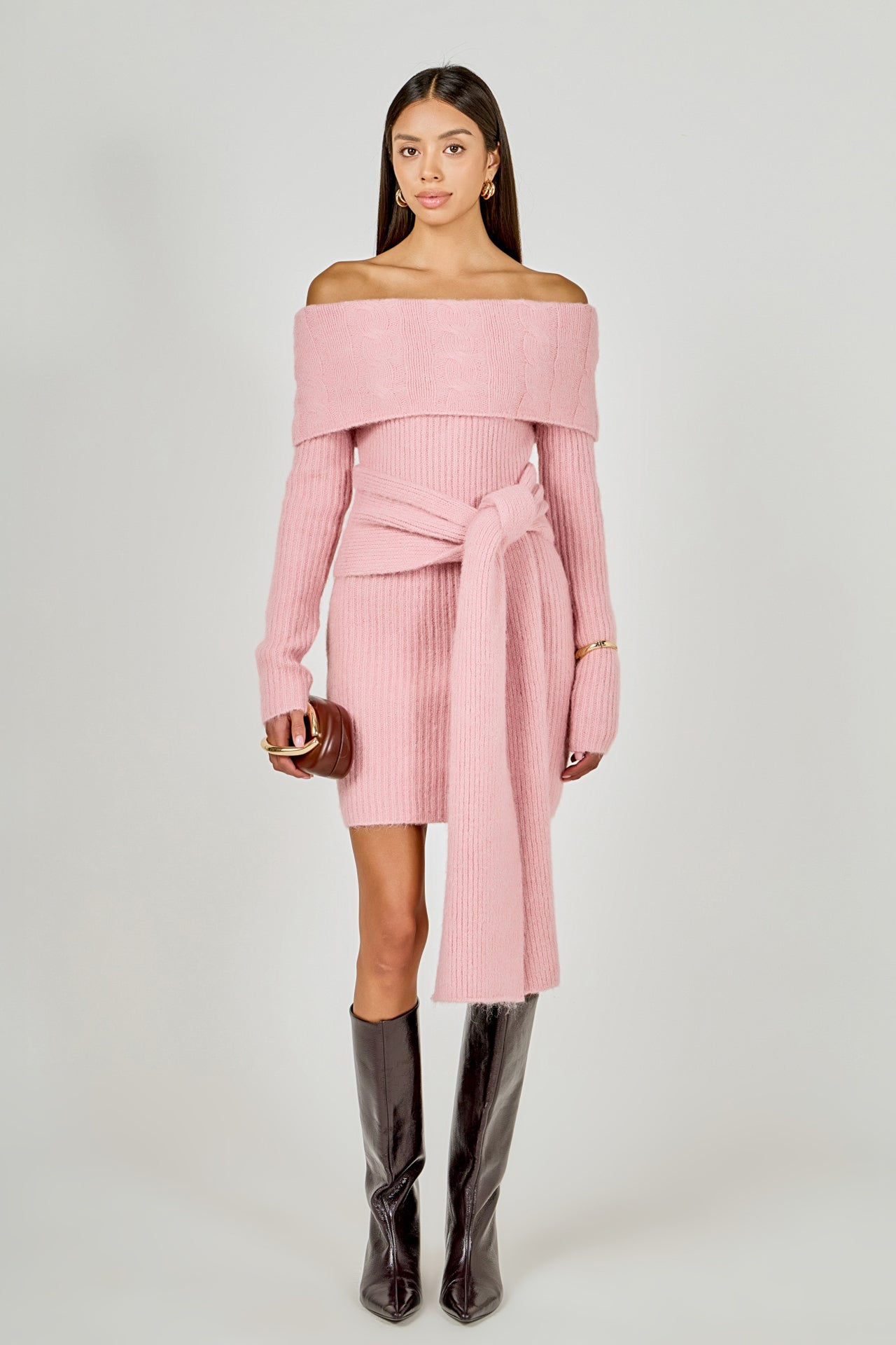 Off Shoulder Sweater Mini Dress
