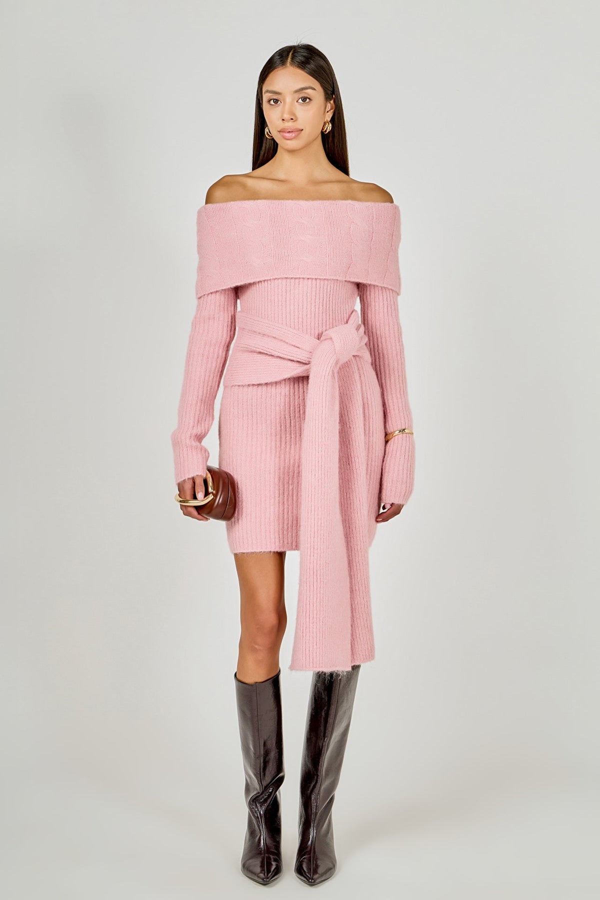 Off Shoulder Sweater Mini Dress