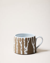 Collector's Edition Birch Forest Mug - handmade Vermont stoneware with painted birch trees