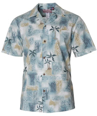 Hawaiian Shirt Island Glyphs Tribal Life Teal