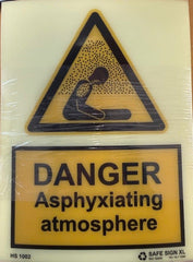 IMO-sign; Danger - Asphyxiating atmosphere, 15 x 20 cm, , art nr HS 1002-B