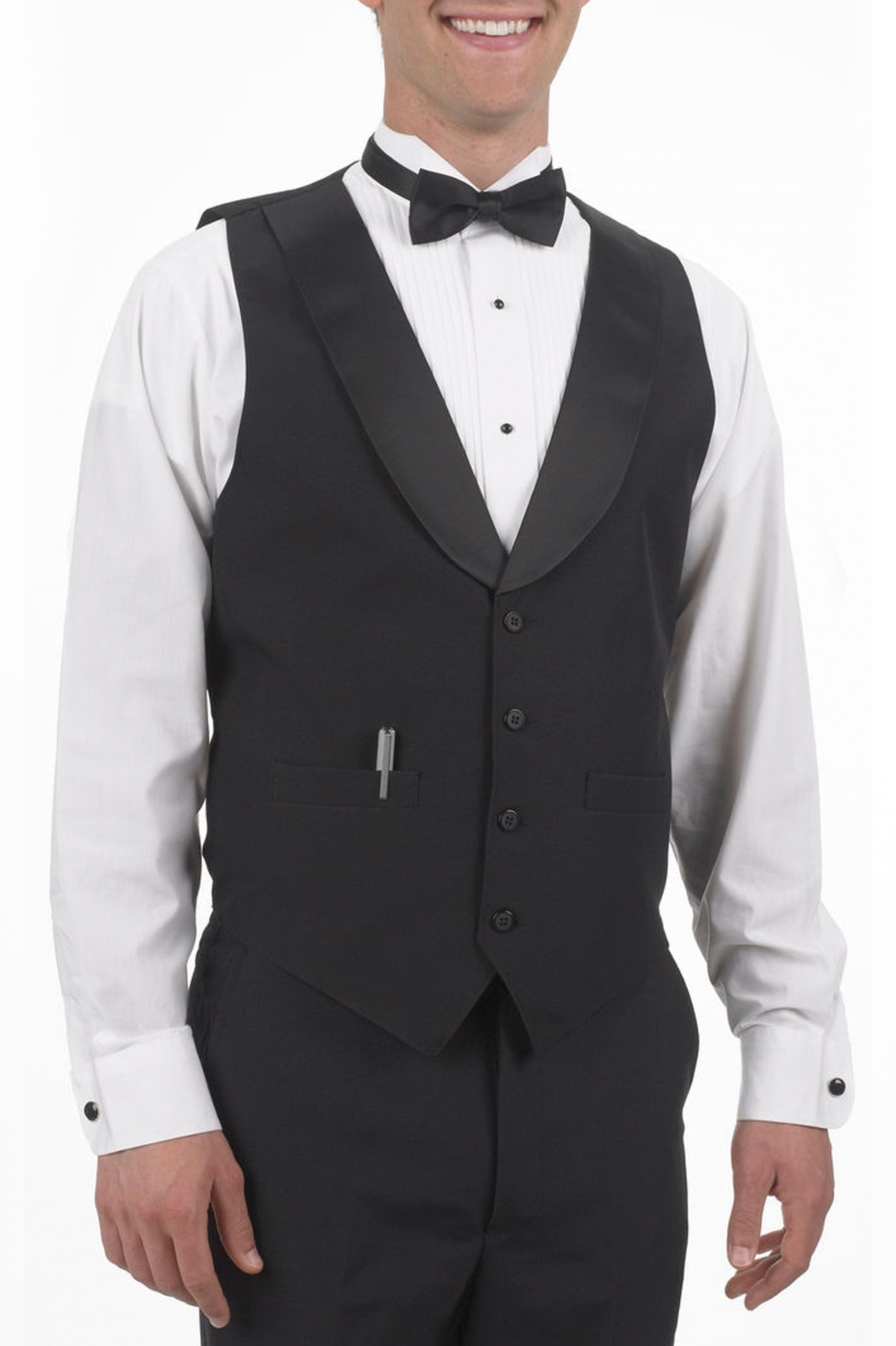 Men's Black Satin Shawl Lapel Vest